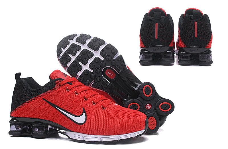 Nike Air Shox Flyknit Red Black White Shoes - Click Image to Close